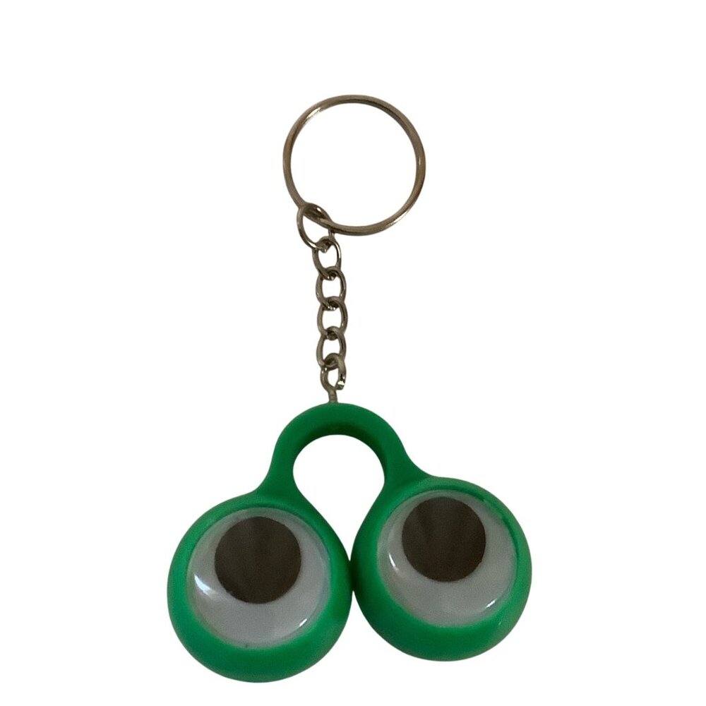 Green Googly Eyes Keychain With Metal Chain &‎ Ring
